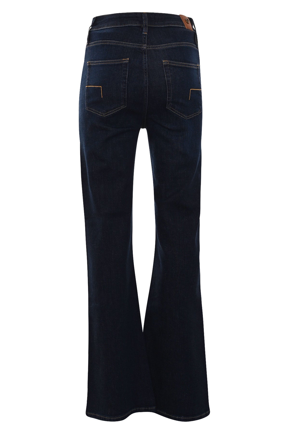 achterkant van de bowie jeans met flared fit leg in milan blue kleur