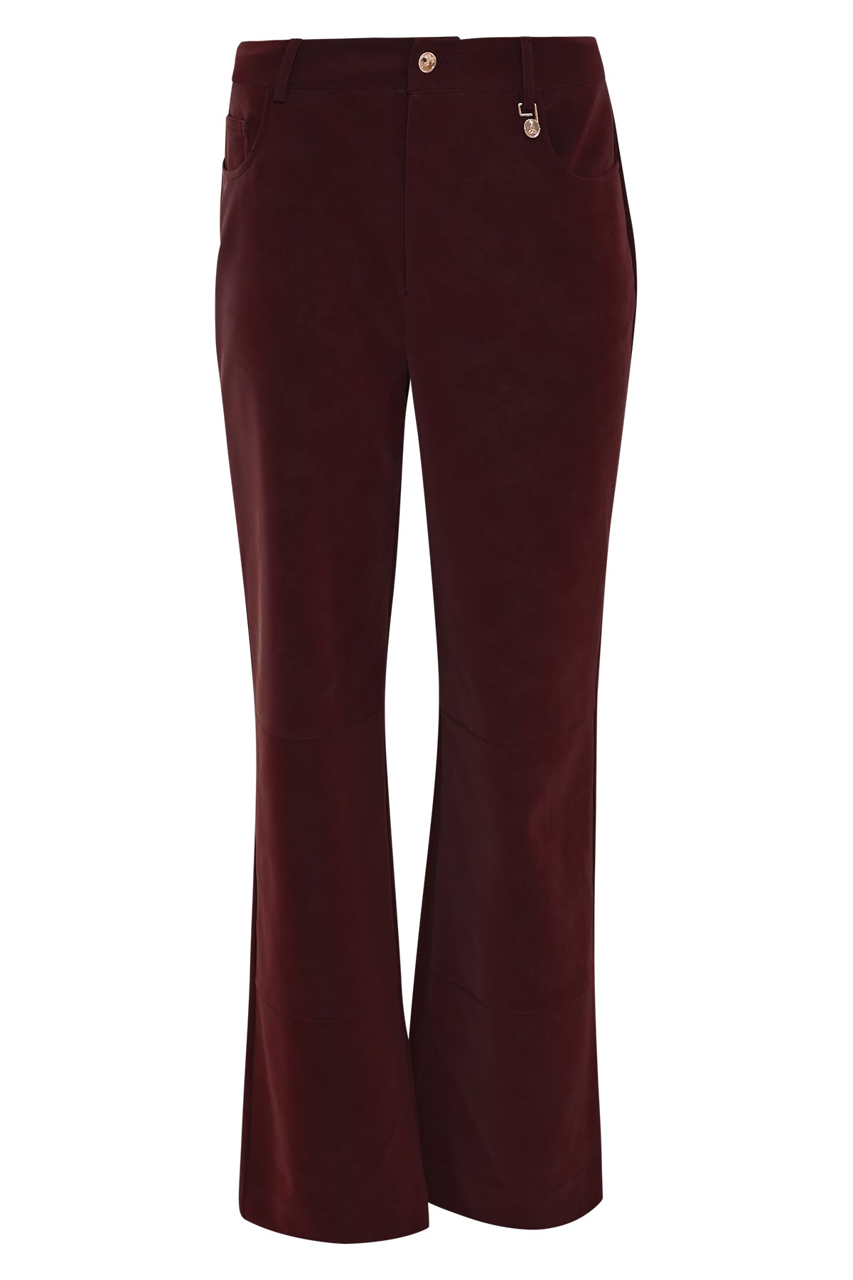 brooke straight fit broek wijnrood met deelnaden op de voorkant