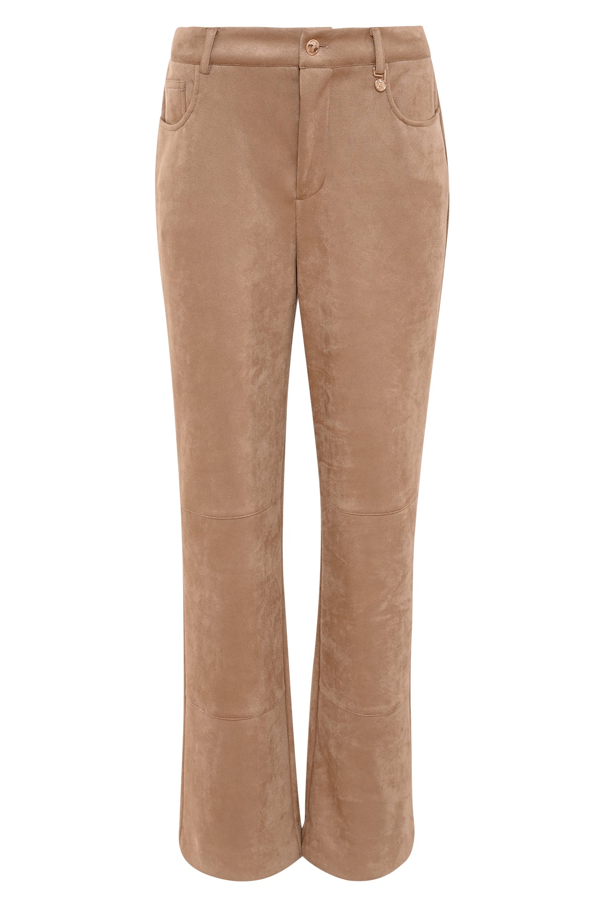 straight fit broek camelkleur brooke  met zakken en ritssluiting