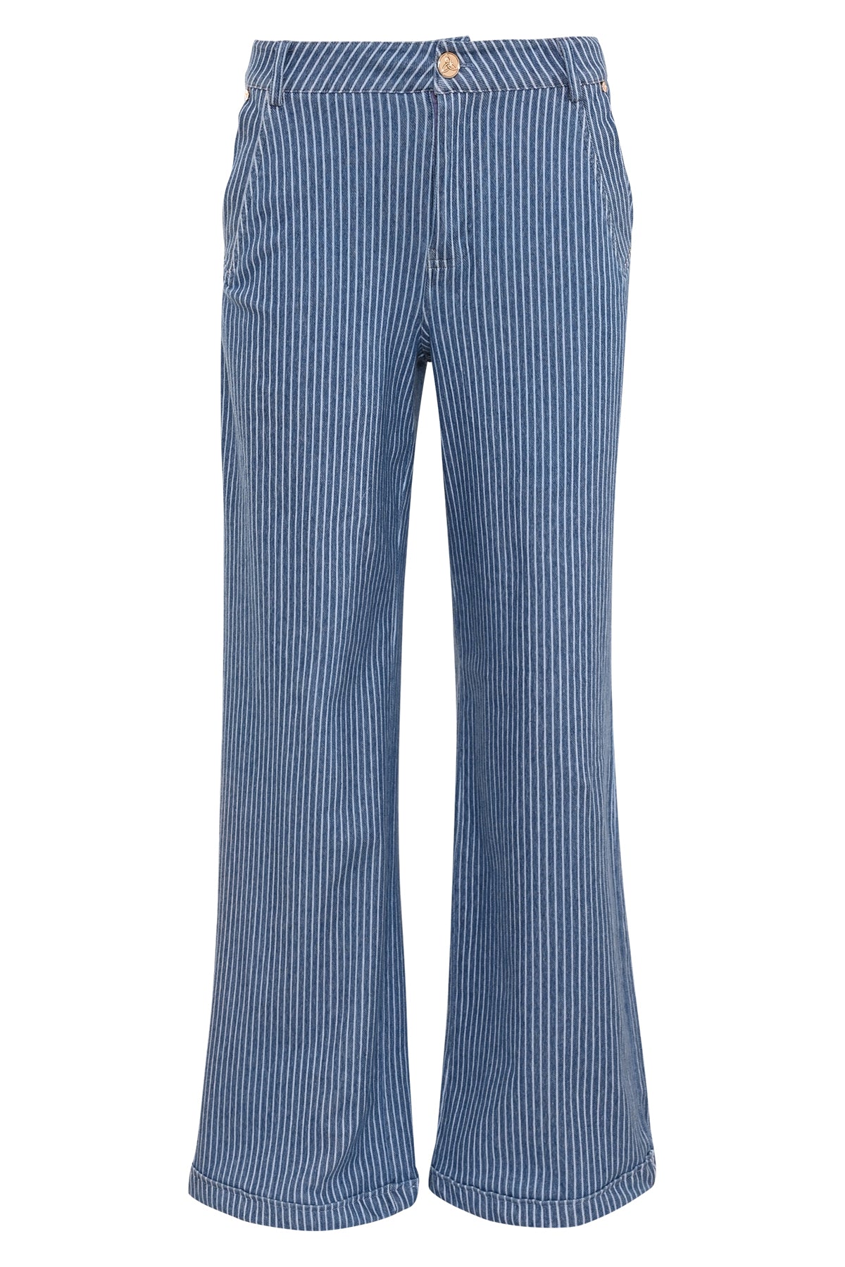 ducess blauw gestreepte jeans met rechte pijpen