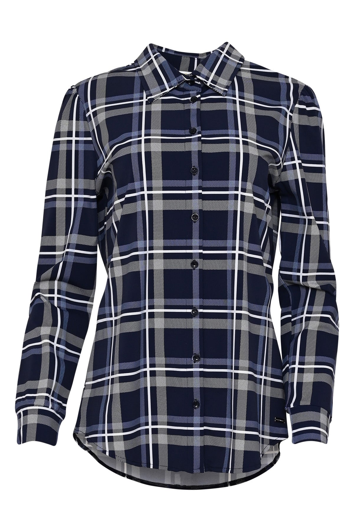 Travelblouse blauw geruit Fayette