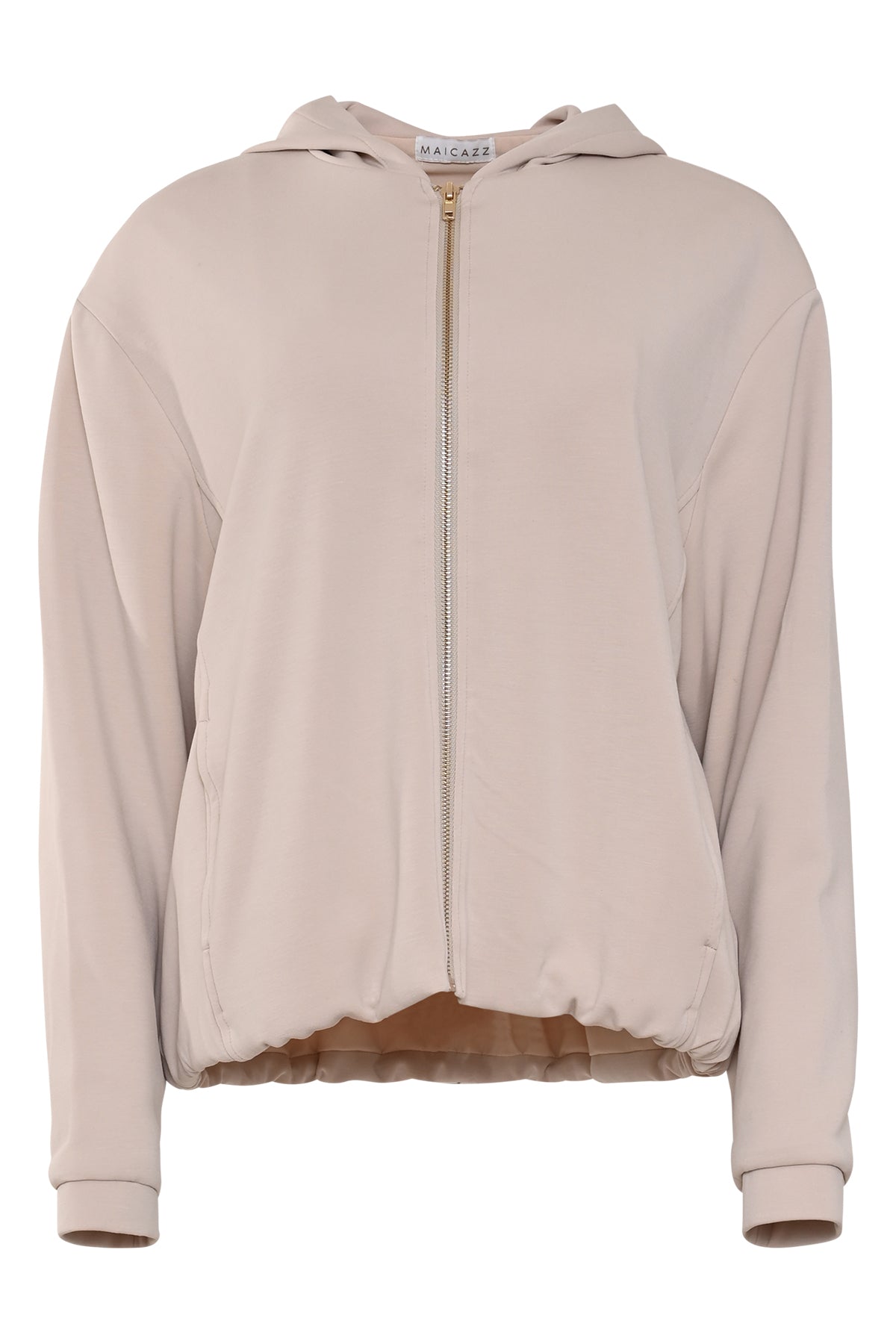 piera vest zandkleur met ritssluiting en capuchon
