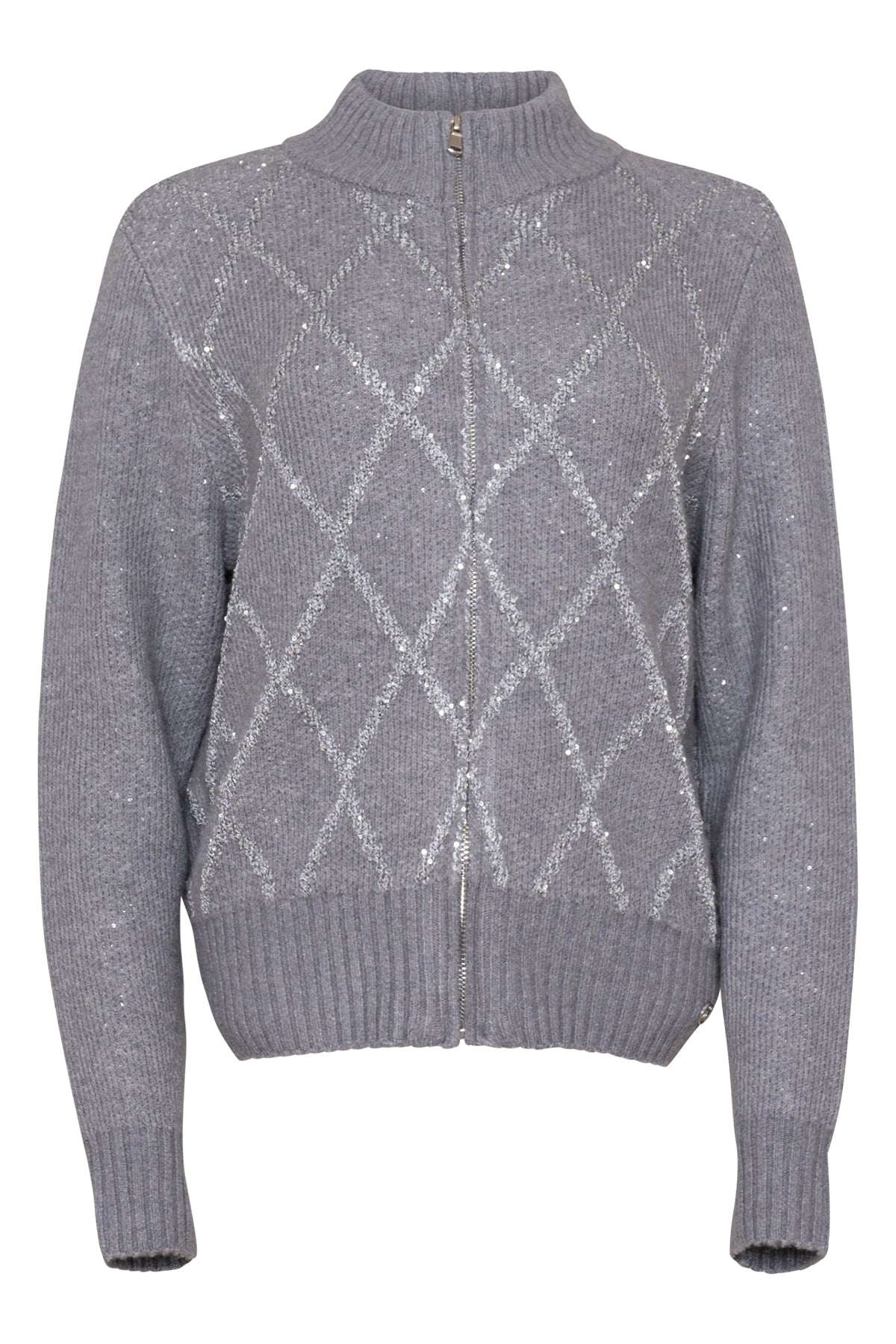 Perel ruitmotief vest grijs