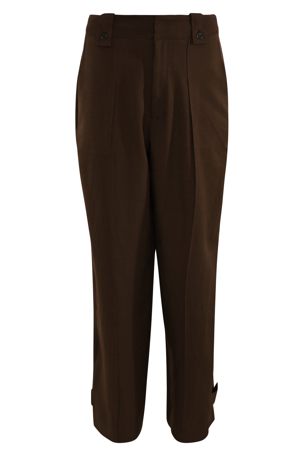 sevilla pantalon in bruin is een stijlvolle broek met een rechte, licht toelopende pasvorm