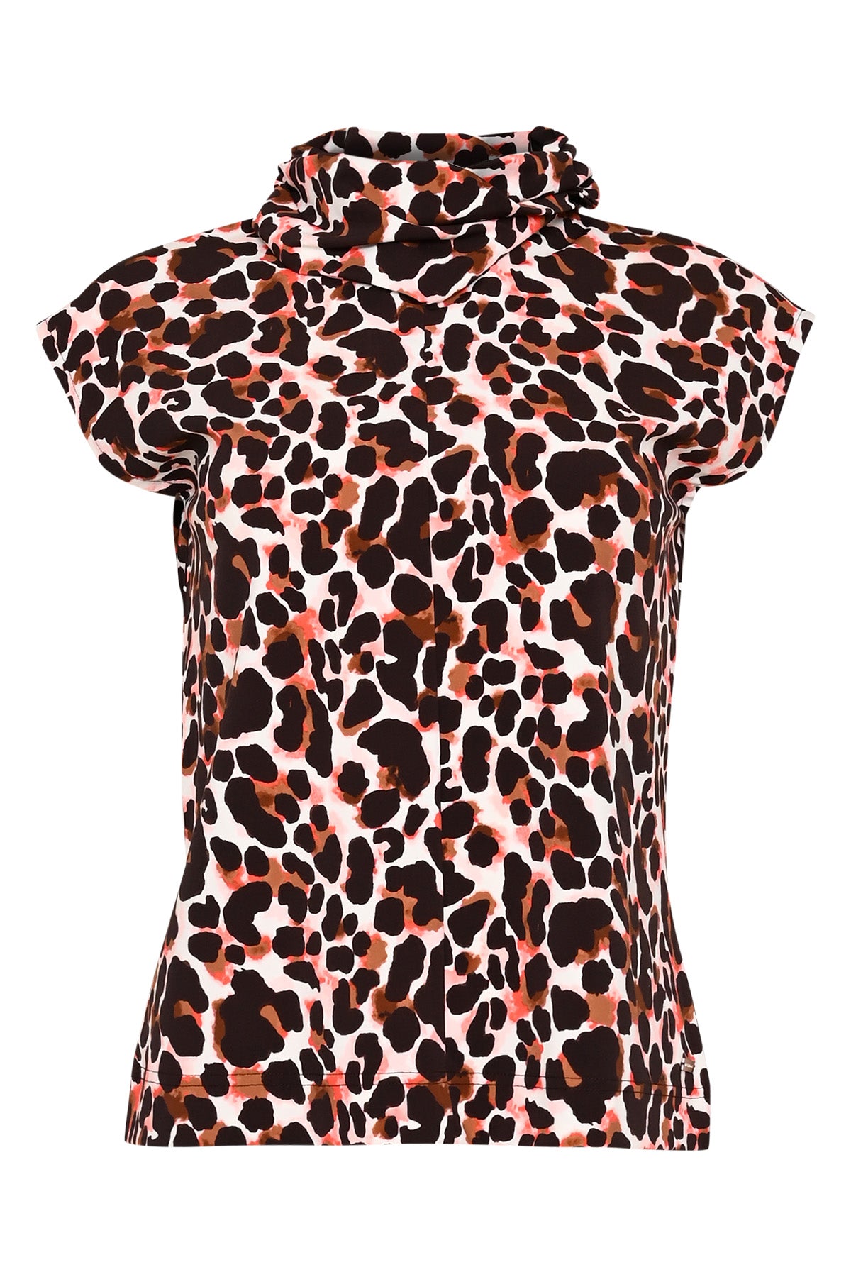 tokyo travel t-shirt met kleurrijke panterprint en sjaalkraag