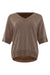 taupe t-shirt fijngebreid met een v-hals en korte mouwen