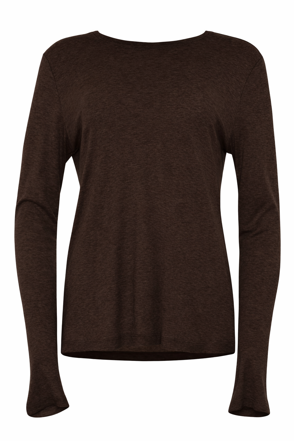 viana bruin shirt met lange mouwen en ronde hals