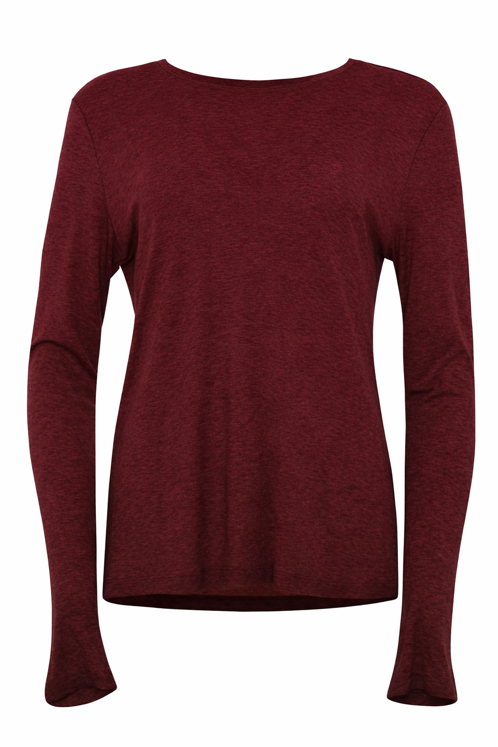 viana wijnrood shirt met lange mouwen en ronde hals