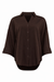 bruine damesblouse vieve met driekwart mouwen en v-hals
