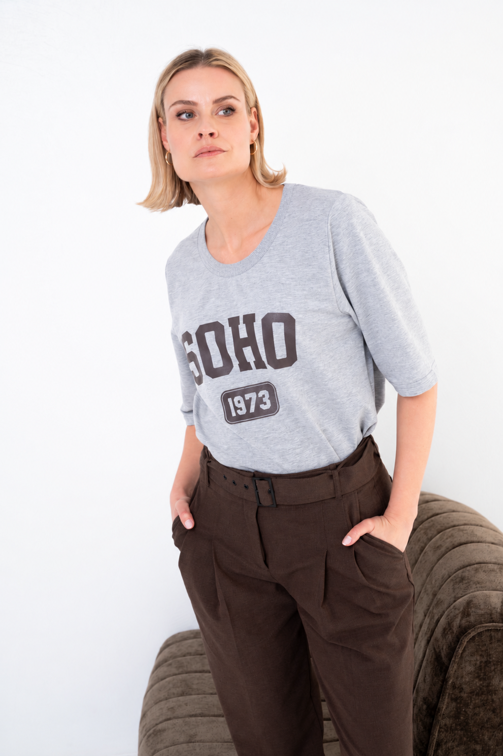 Lichtgrijs t-shirt Zonora