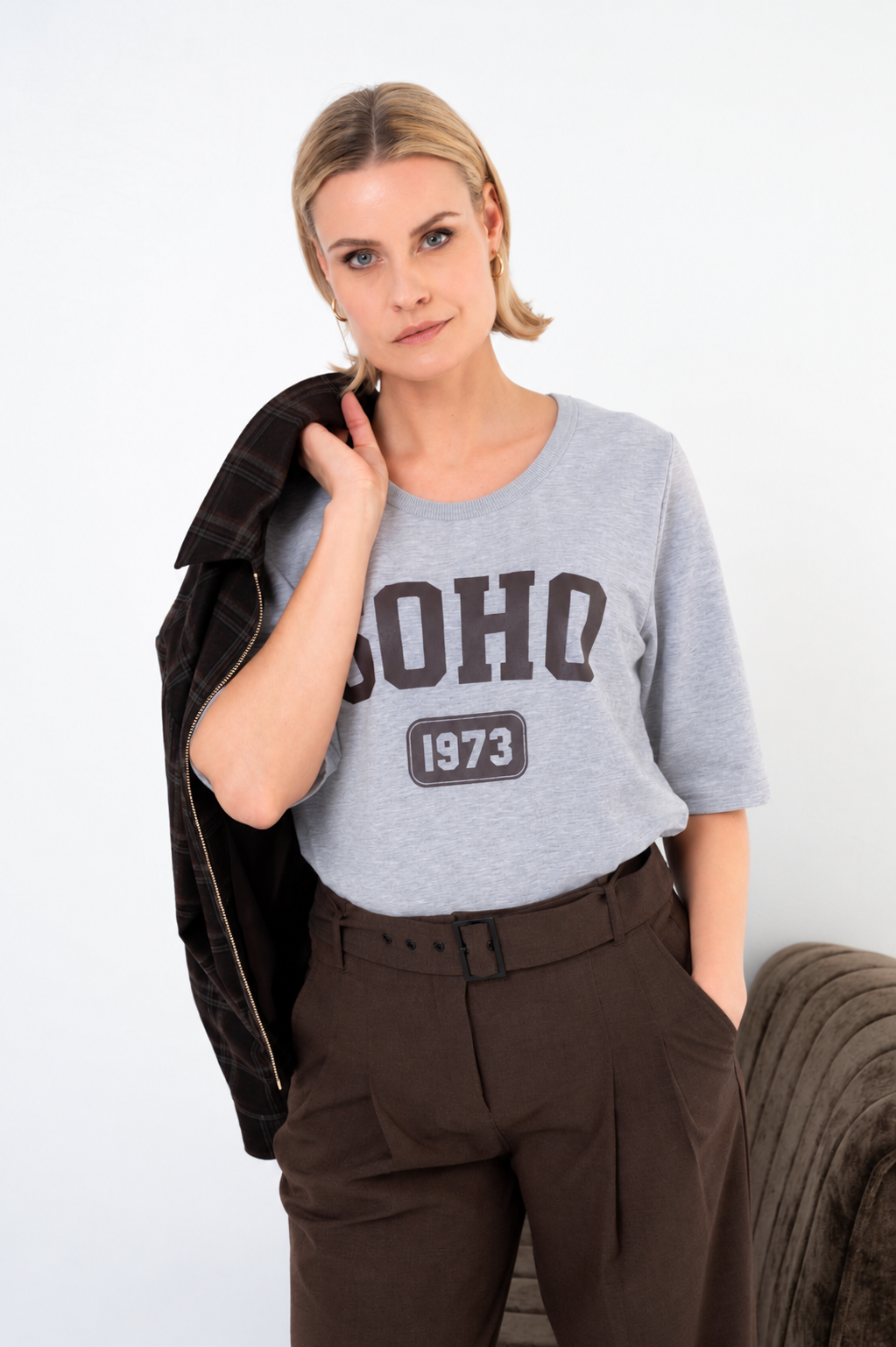 Lichtgrijs t-shirt Zonora