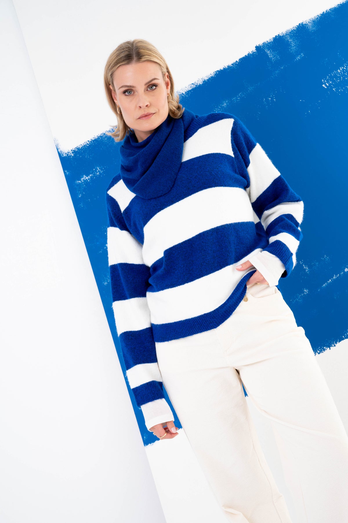 Gestreepte trui Zelene blauw/wit