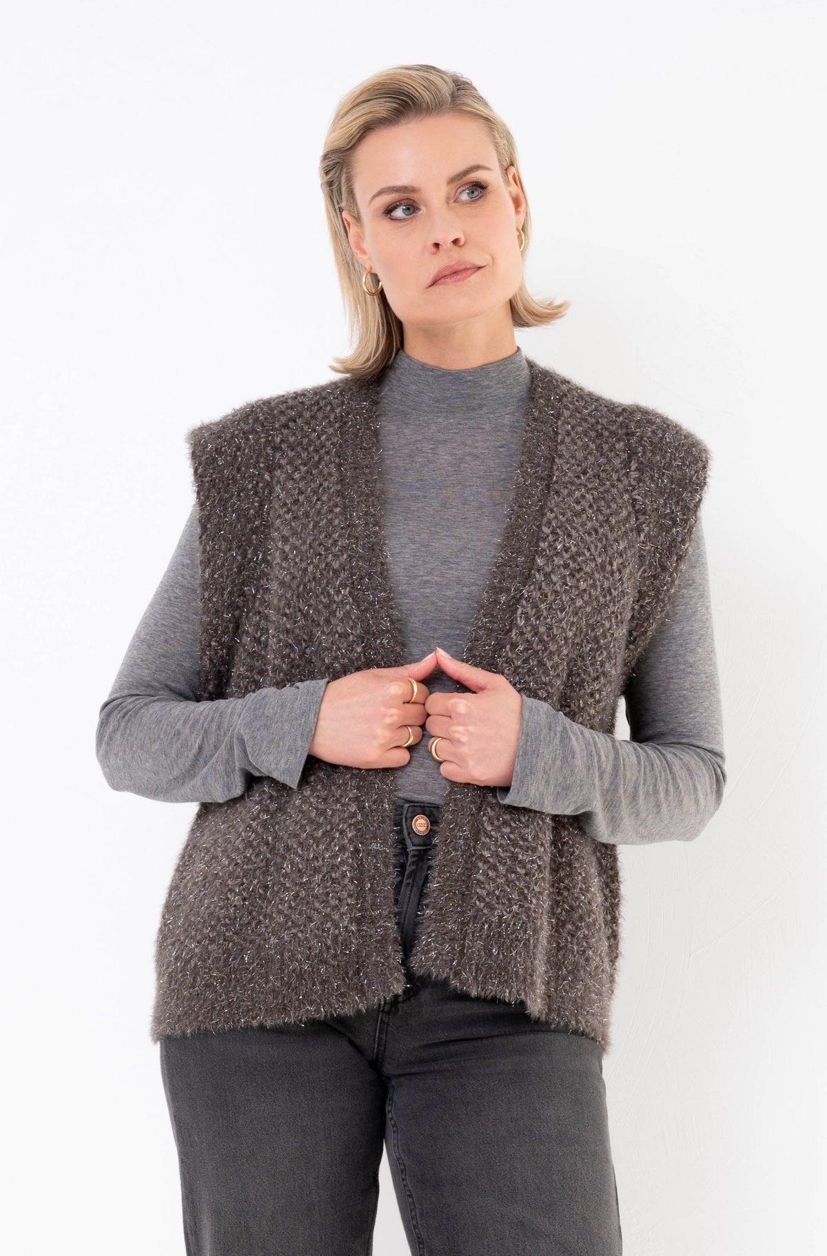 Zenora gilet donker taupe