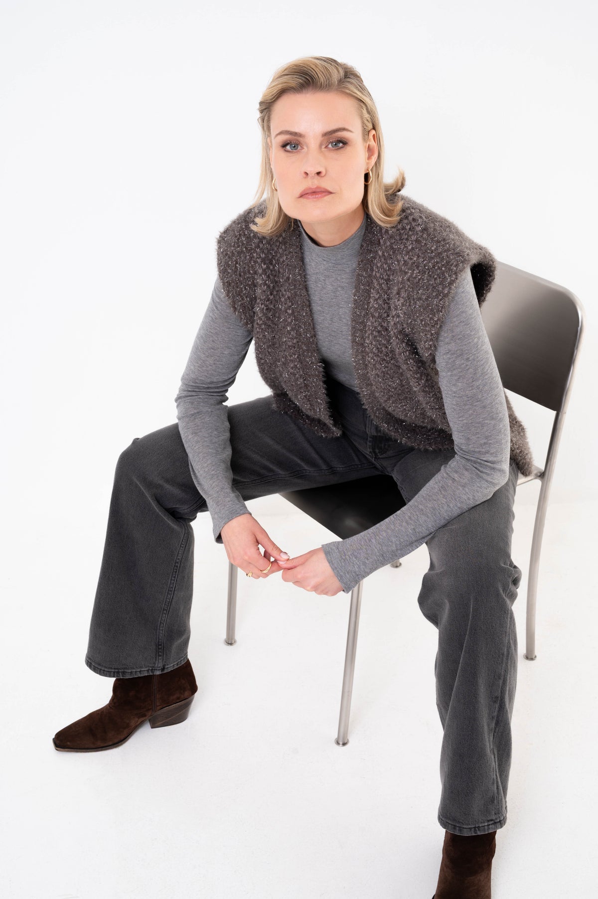 Zenora gilet donker taupe
