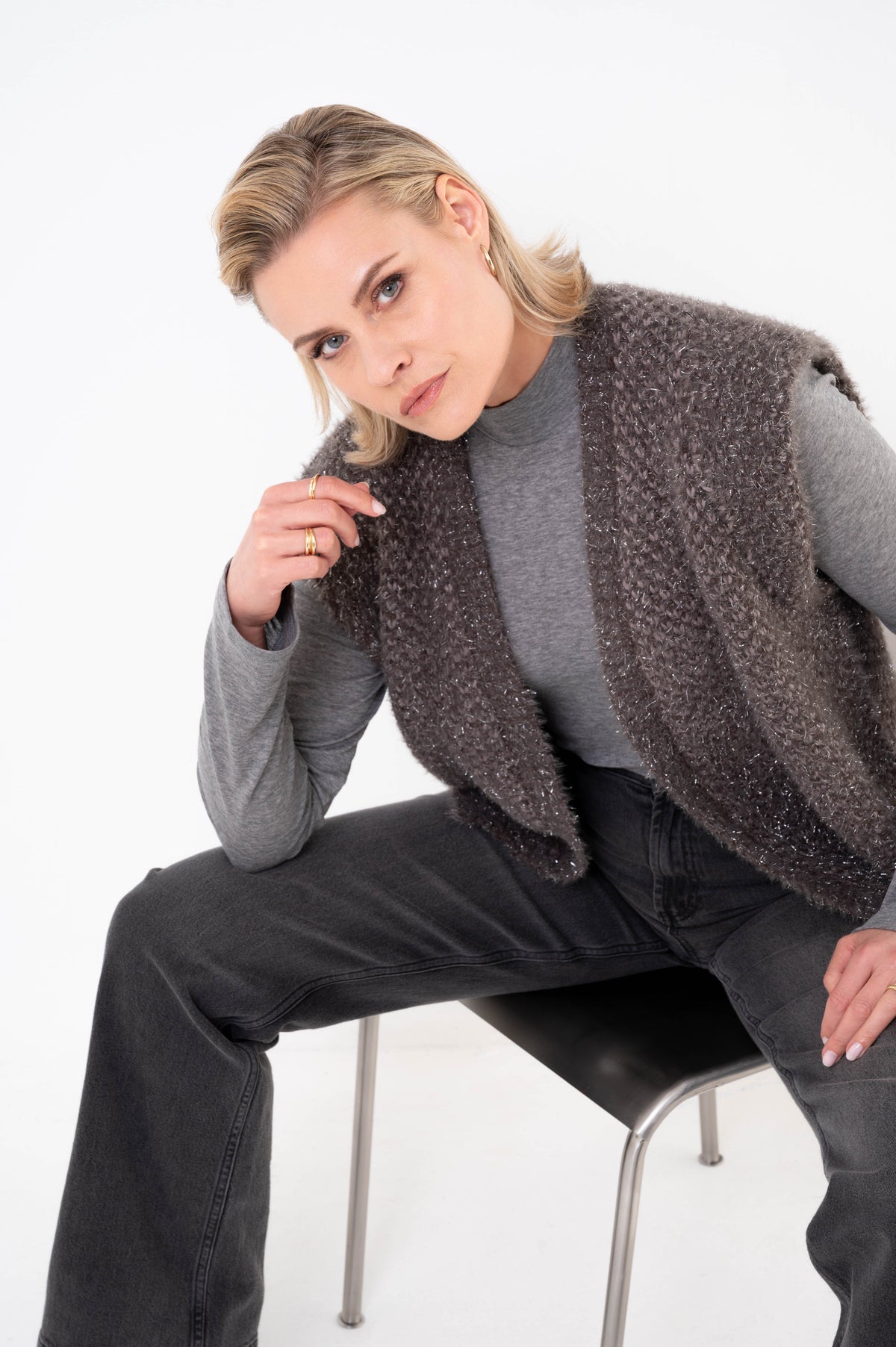 Zenora gilet donker taupe