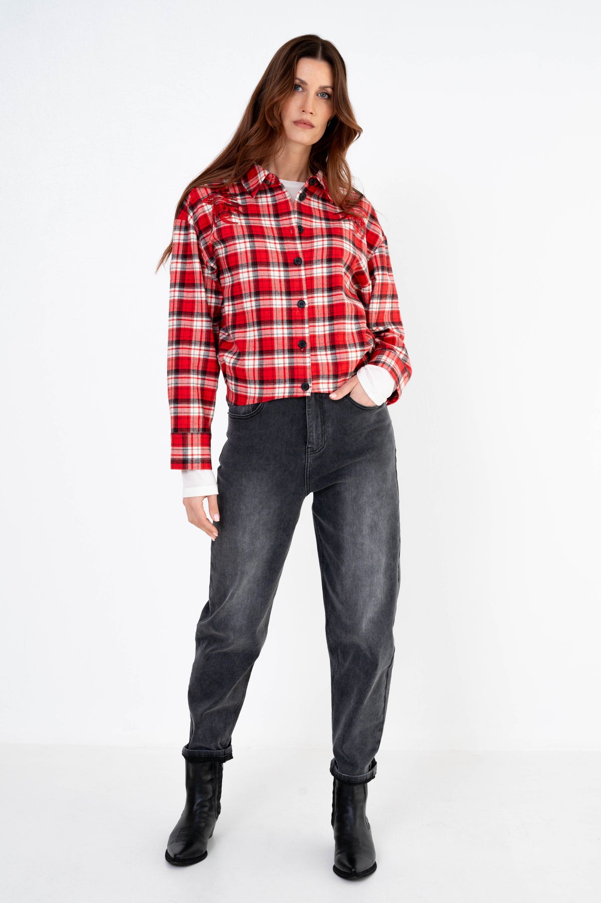 Rood geruite blouse Zodos