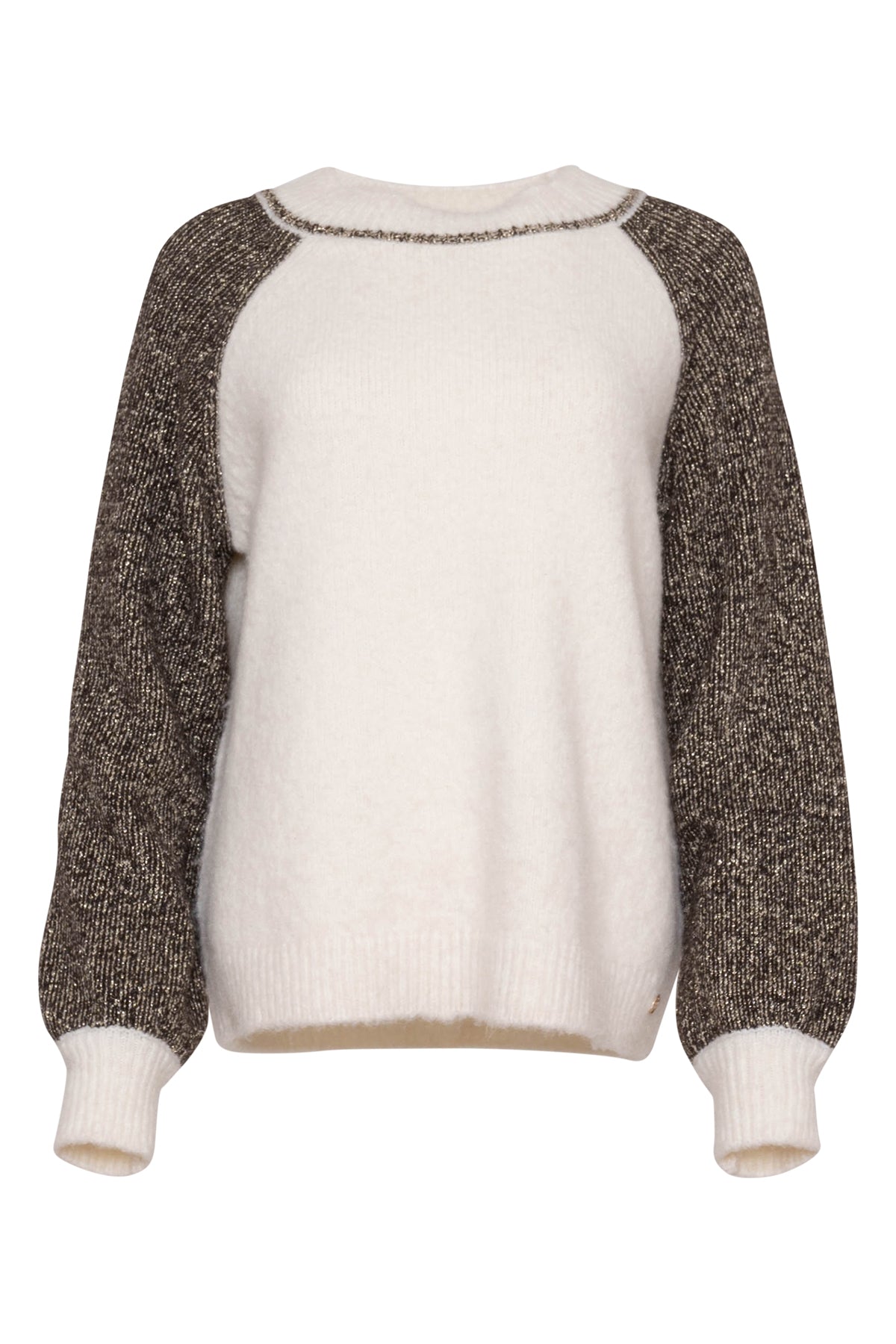 Ziza trui offwhite met contrastmouwen